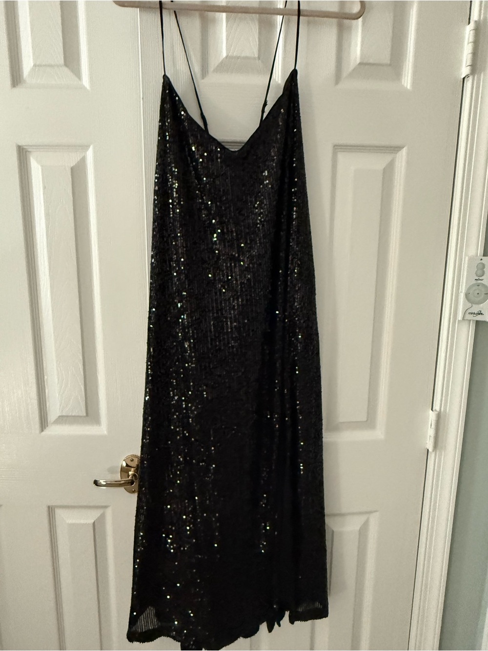 Banana Republic Black Sequin Maxi Slip Dress